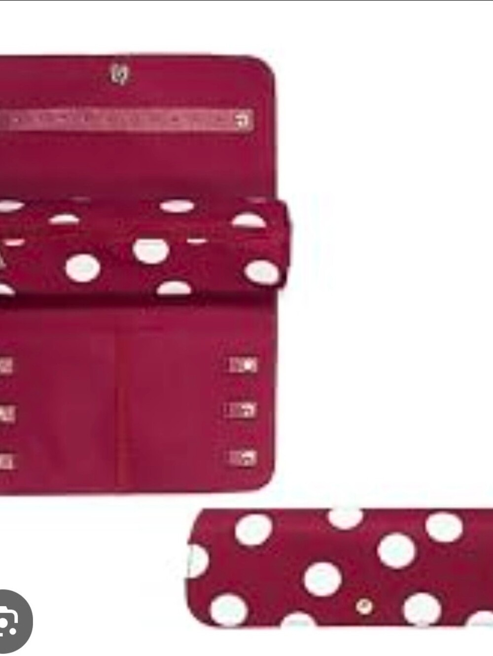 kate spade Burgundy and White Polka Dot Travel Organizer